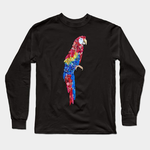 Jewelry Scarlet Macaw Long Sleeve T-Shirt by The Brooch and Pearl